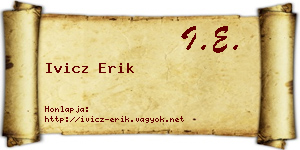Ivicz Erik névjegykártya